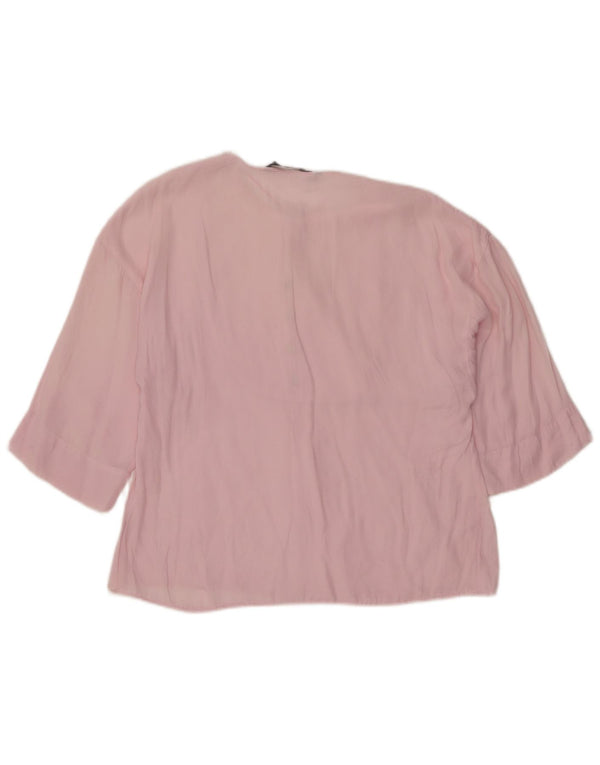 Zara blusa feminina oversized manga 3/4 top UK 6 XS rosa