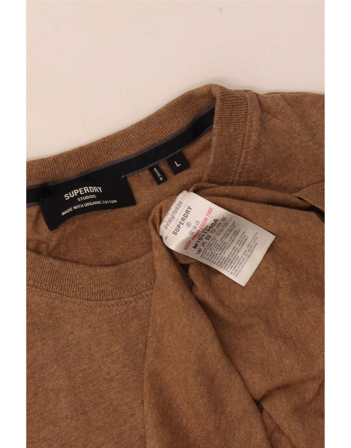 Camiseta masculina Superdry Top grande algodão bege