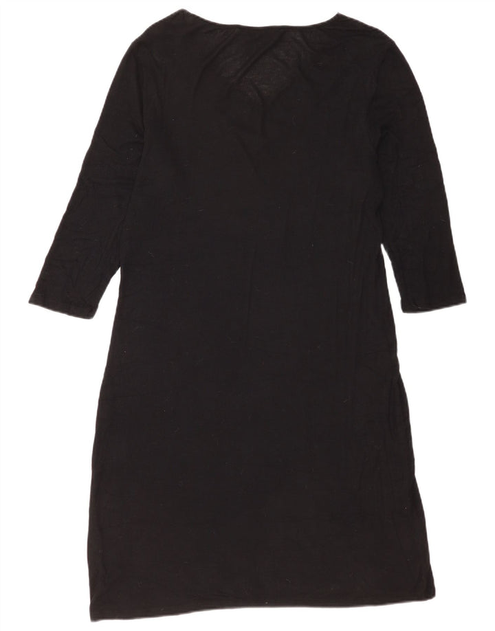 Vestido feminino Marks & Spencer manga 3/4, UK 14, grande, preto, modal
