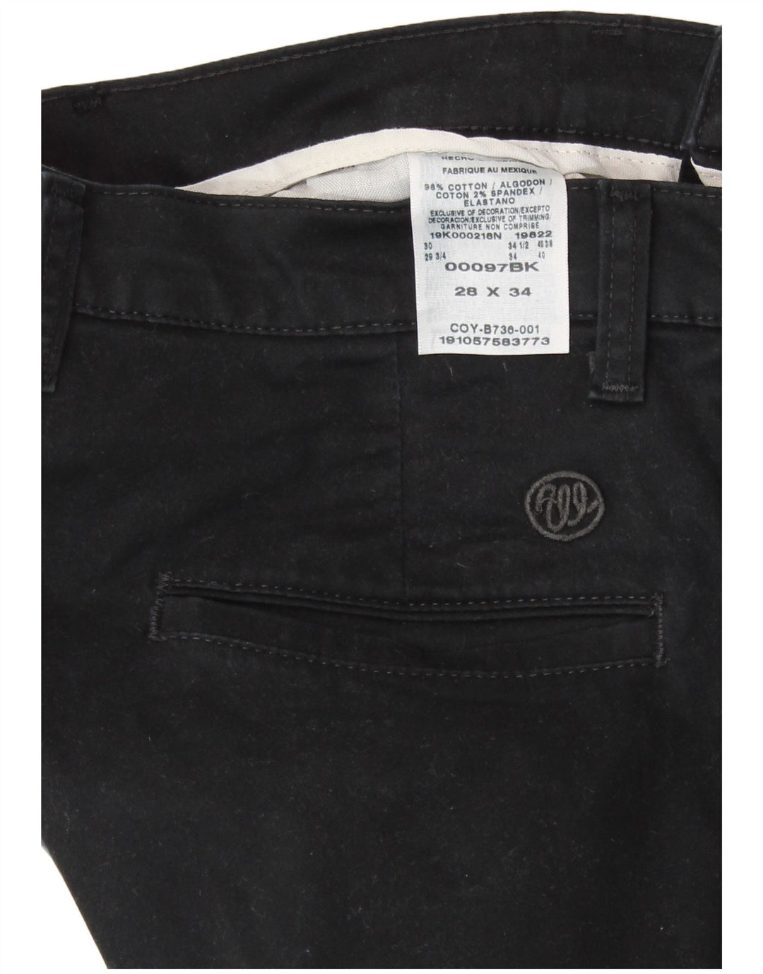 Calça Chino Masculina WRANGLER W28 L34 Algodão Preto
