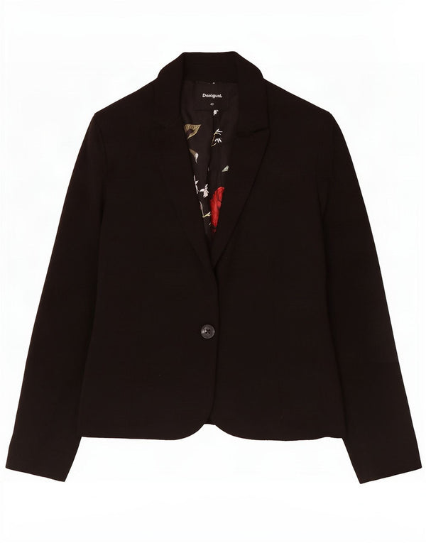 Jaqueta Blazer Feminina Desigual com 1 Botão EU 40 Médio Preto Floral Poliéster