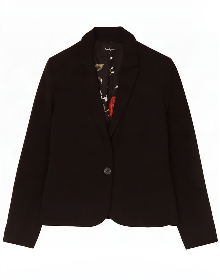Jaqueta Blazer Feminina Desigual com 1 Botão EU 40 Médio Preto Floral Poliéster