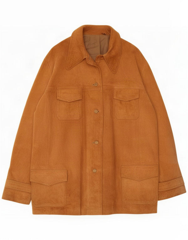 Jaqueta de camurça feminina vintage Reino Unido 18 XL Bege