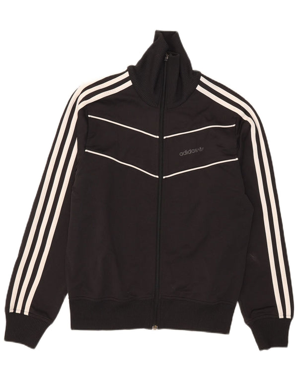 Adidas Womens Tracksuit Top Jacket UK 14 Medium Black Polyester