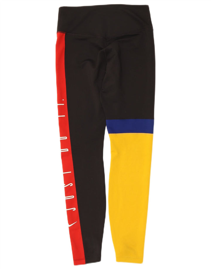 Nike Womens Dri Fit Graphic Leggings UK 10 Small Black Colourblock