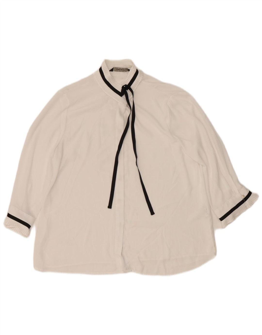 Blusa feminina Zara manga 3/4 Reino Unido 14 médio branco poliéster