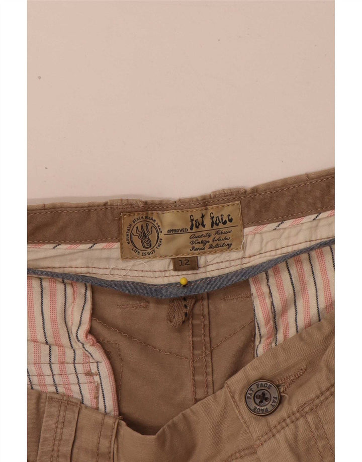 Shorts cargo feminino Fat Face UK 12 médio W32 algodão bege