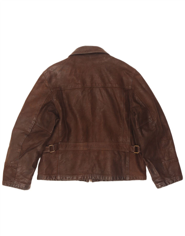 Jaqueta de couro masculina Donna Pelle com ajuste solto IT 46 couro marrom pequeno