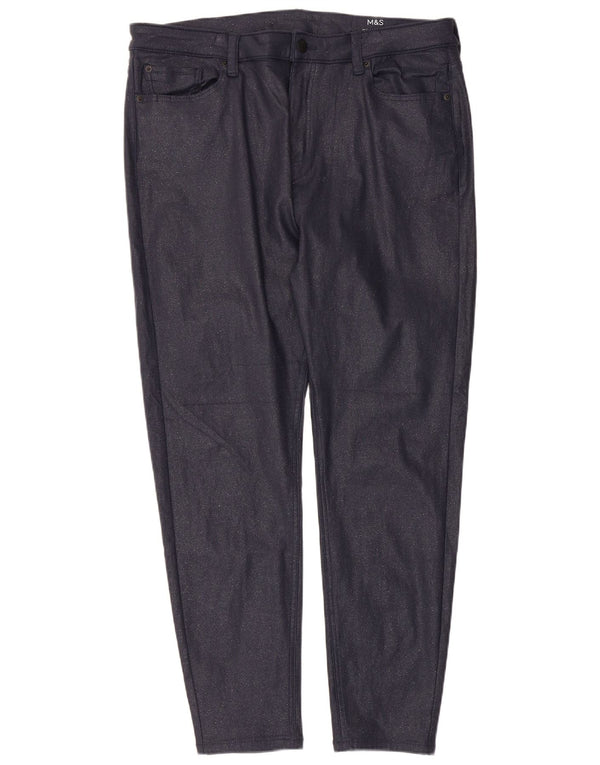 Calça casual feminina Marks & Spencer Ivy Reino Unido 20 2XL W36 L27 azul marinho
