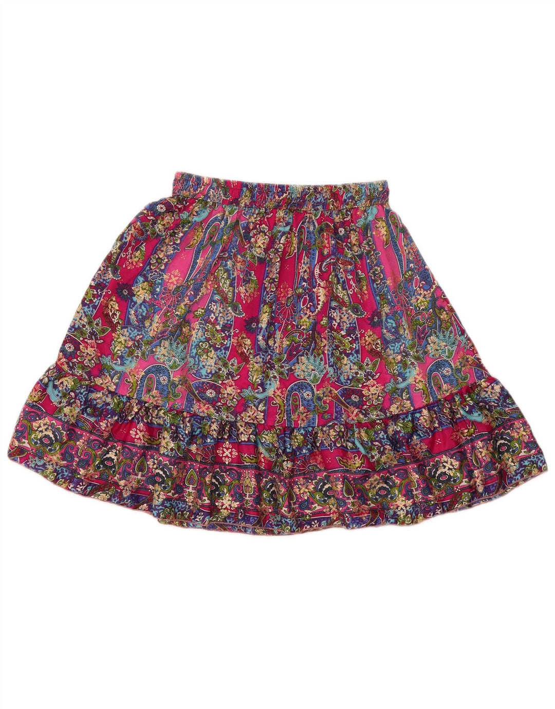 Saia larga feminina VINTAGE W22 2XS Paisley multicolorido