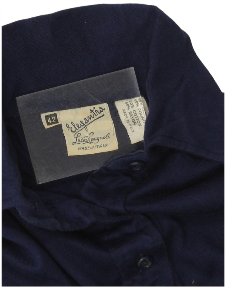 Camisa polo feminina Luisa Spagnoli IT 42 algodão azul marinho médio