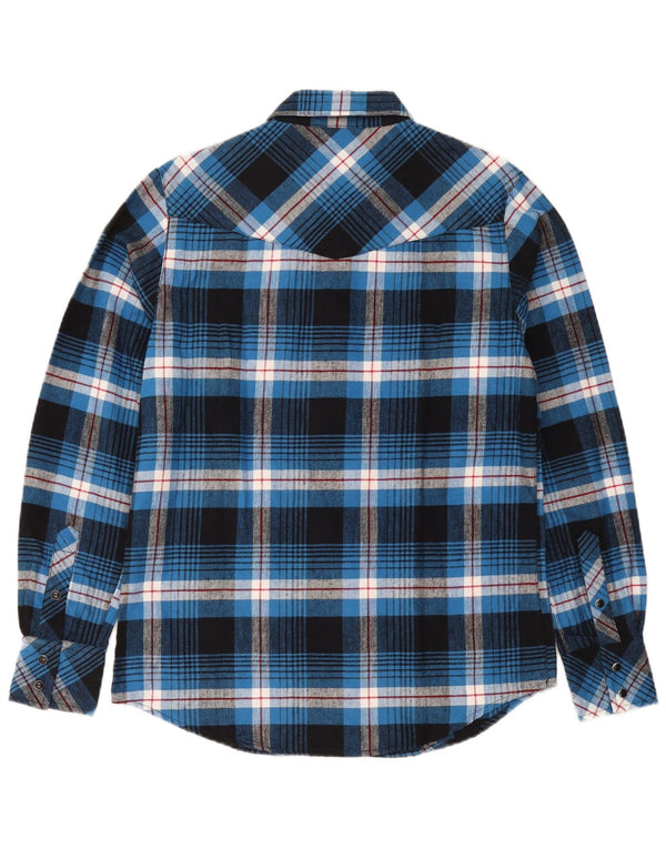 Camisa masculina de flanela de ajuste regular Payper, algodão xadrez azul pequeno