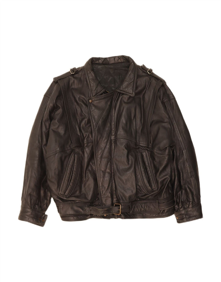 Jaqueta de couro masculina VINTAGE UK 44 2XL couro preto