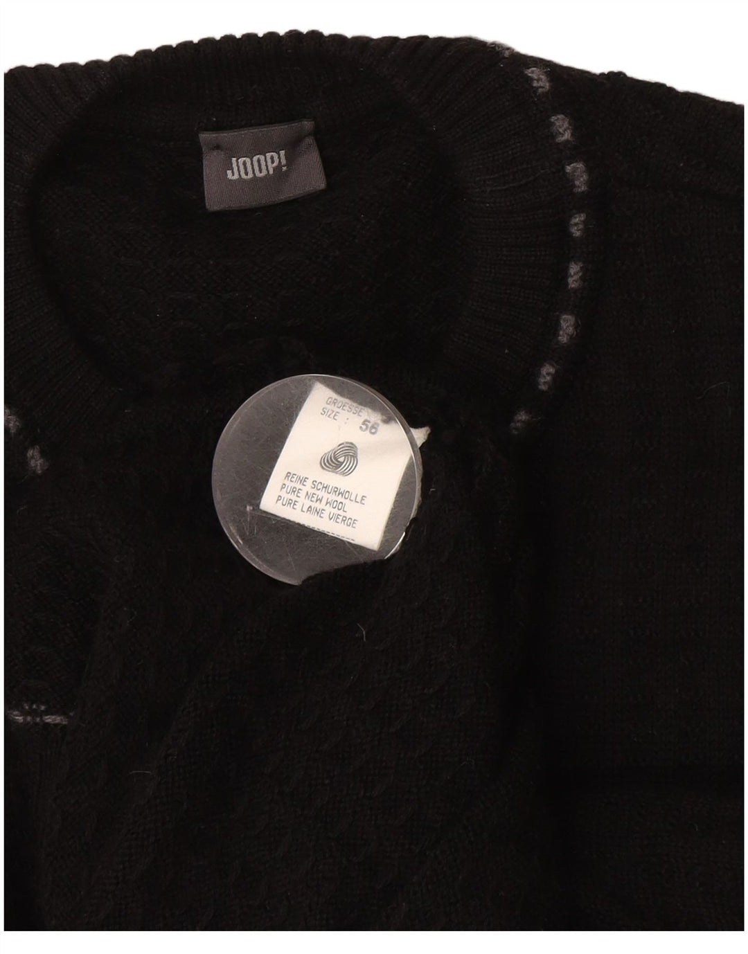 Suéter masculino Joop com gola redonda EU 56 XL lã preta