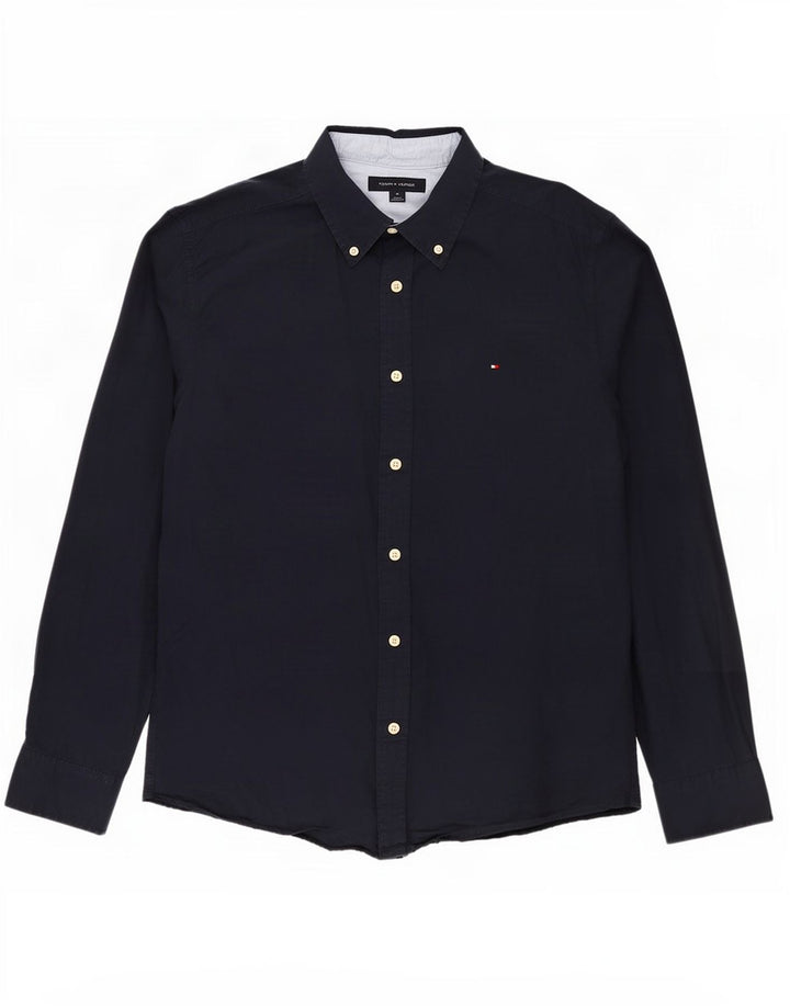 Camisa masculina Tommy Hilfiger média azul marinho algodão