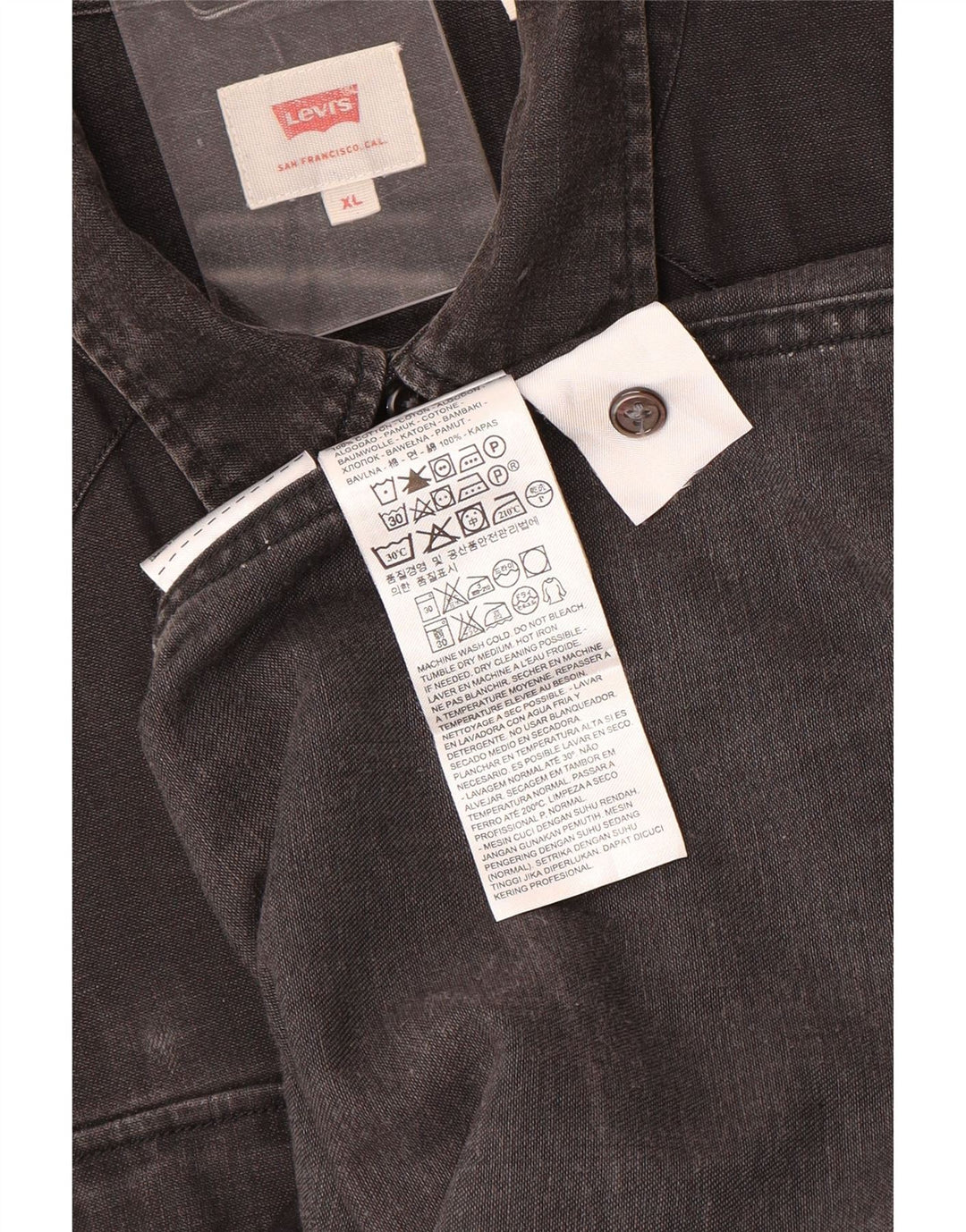 Camisa jeans masculina Levi's XL preta de algodão