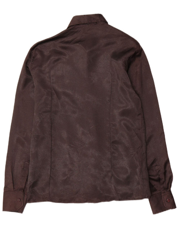 Camisa vintage feminina UK 18 XL algodão marrom