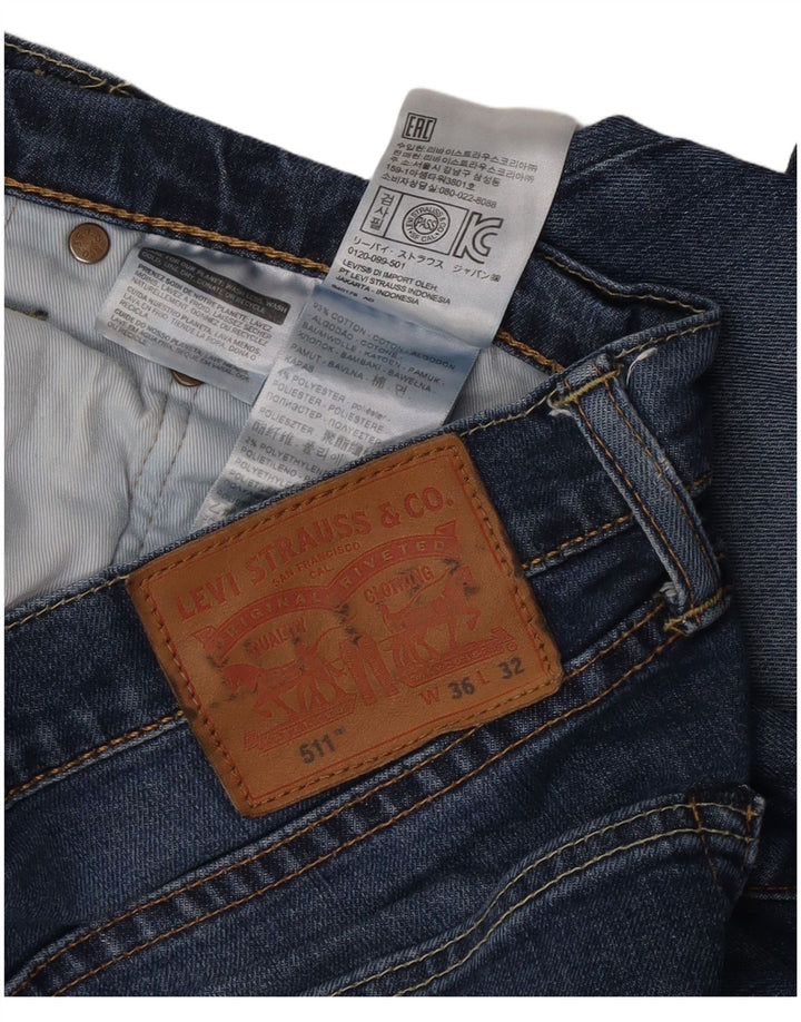 Levi's Masculino 511 Distressed Slim Jeans W36 L32 Azul Algodão