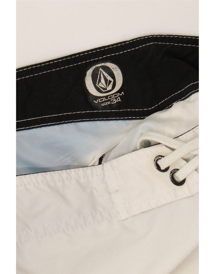 Shorts de natação masculino Volcom Graphic grande bloco colorido branco