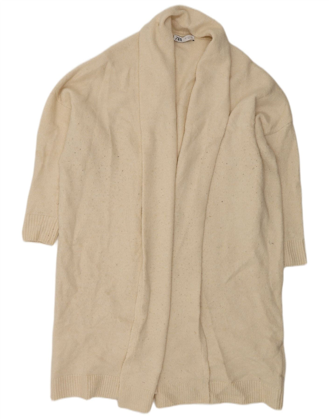 Zara Suéter feminino oversized longline aberto cardigan UK 10 pequeno off white