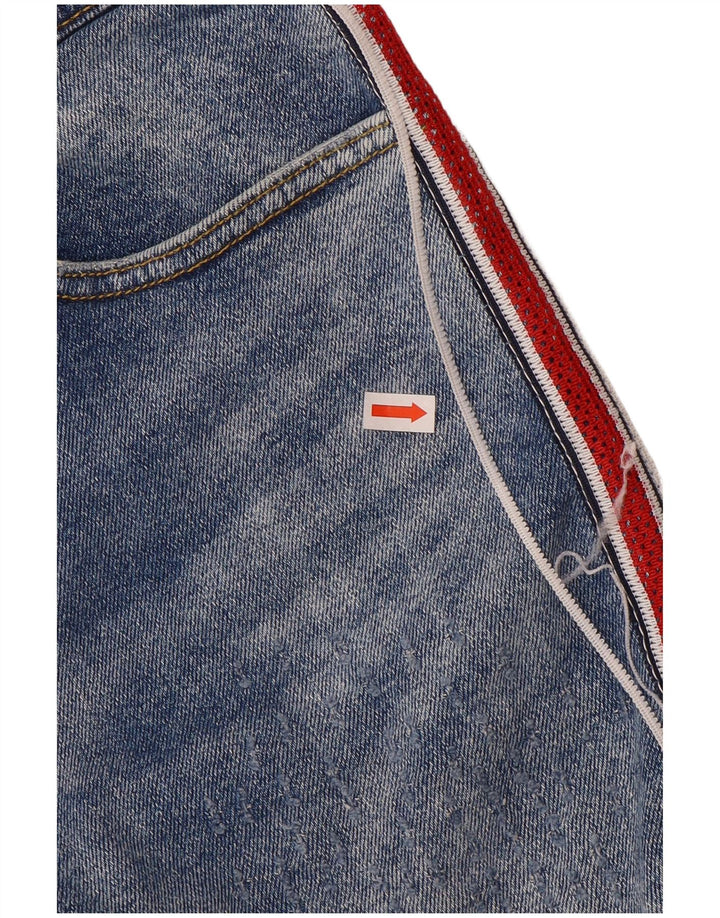 Zara Mens Distressed Slim Jeans EU 38 Pequeno W30 L28 Azul Colourblock