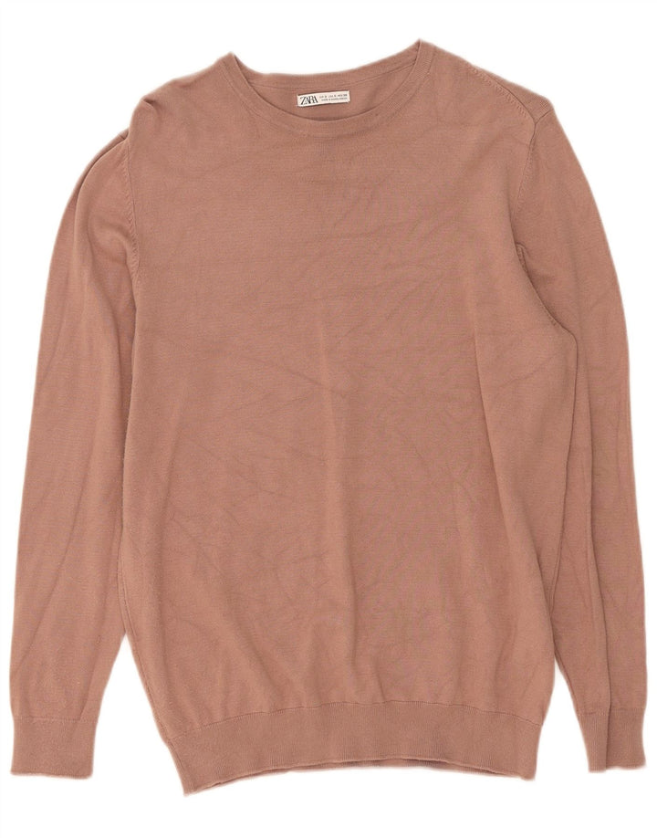 Suéter masculino Zara com gola canoa e viscose pequena bege
