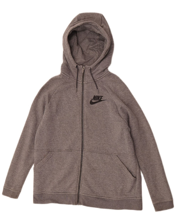 Suéter Nike feminino com capuz e zíper Reino Unido 16 grande algodão cinza