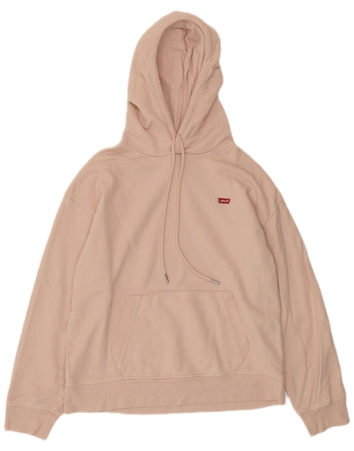 Suéter com capuz grande feminino LEVI'S Reino Unido 14 algodão rosa médio