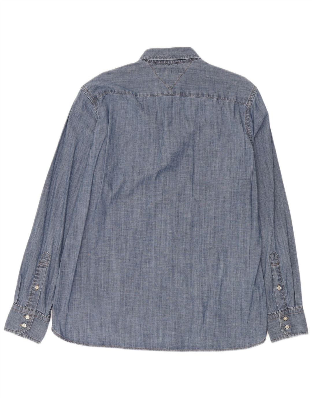 Camisa jeans masculina Tommy Hilfiger grande algodão azul
