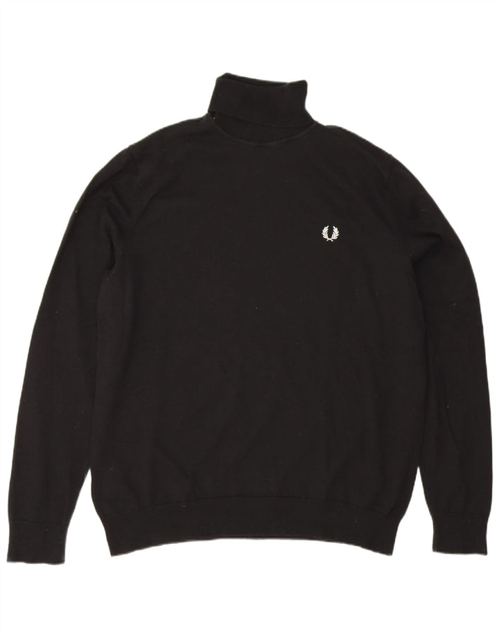 Fred Perry Suéter masculino com gola redonda XL lã preta