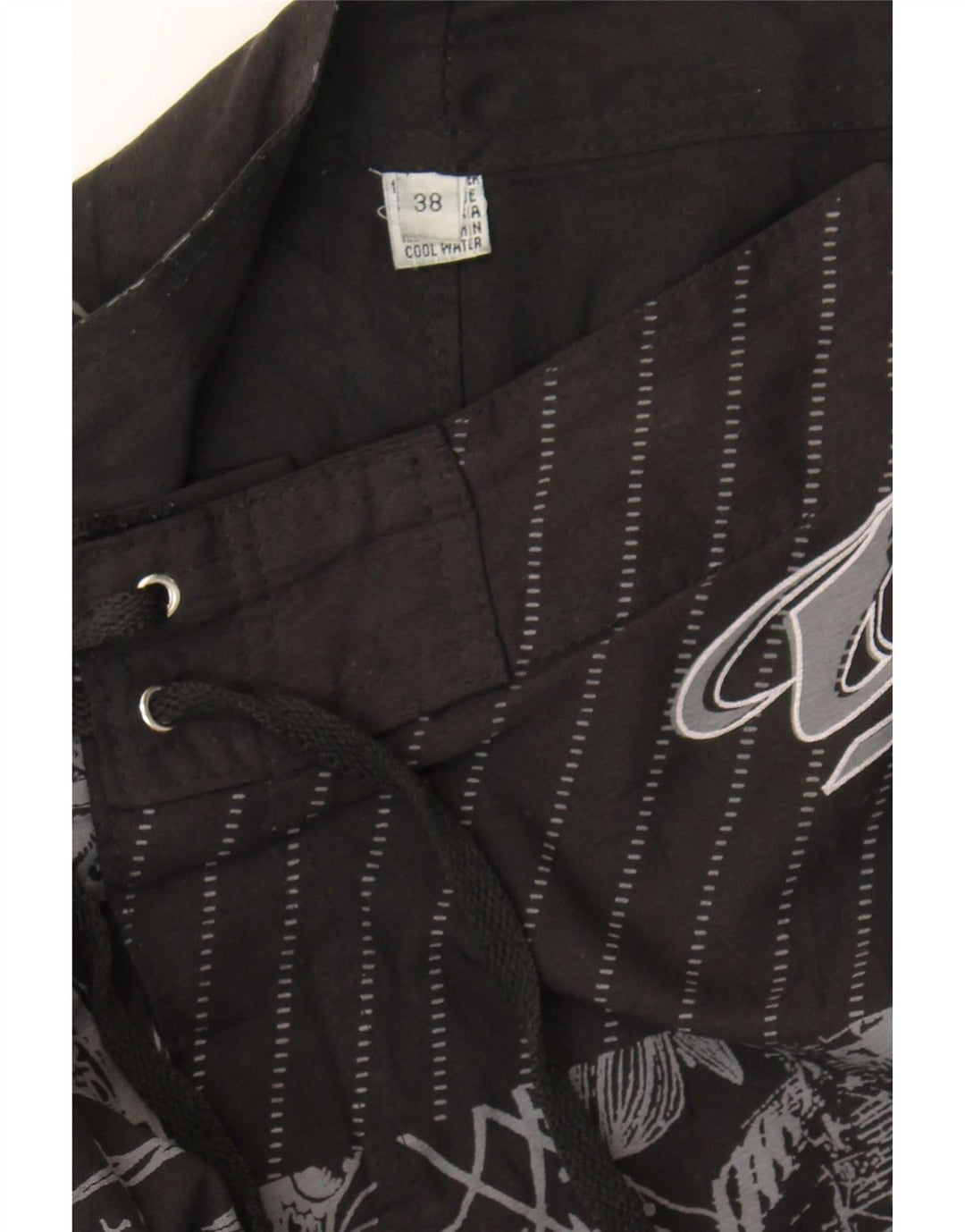 Shorts de natação vintage masculino XL poliéster floral preto