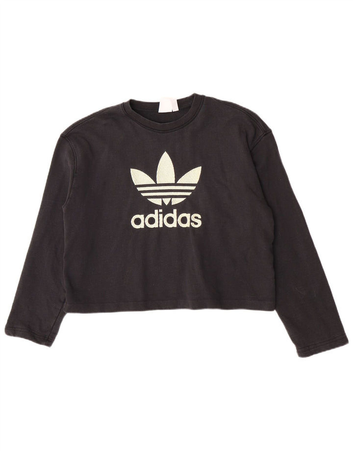 Adidas Womens Oversized Crop Graphic Top Manga Longa Reino Unido 8 Pequeno Preto