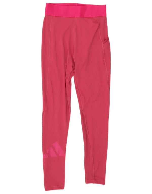 Leggings Adidas Femininas UK 8 Pequenas Rosa Poliéster