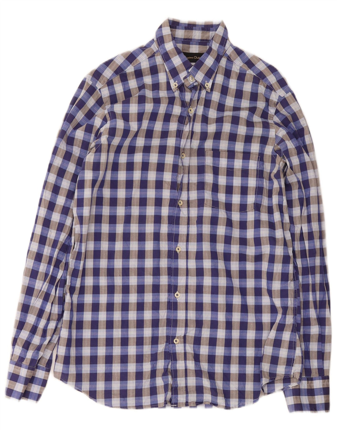 Camisa masculina casual Massimo Dutti de ajuste médio azul guingão