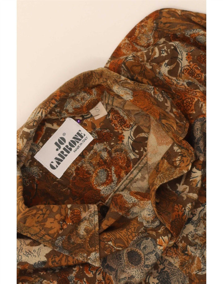 Camisa Masculina Vintage Pequena Marrom Floral