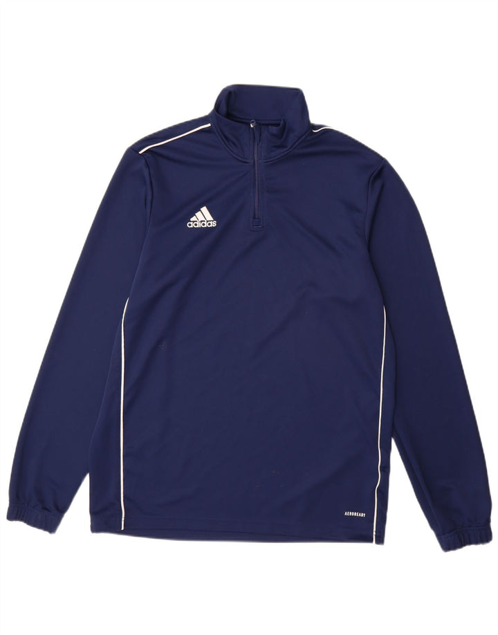 ADIDAS Mens Aeroready Zip Neck Pullover Treino Top Grande Azul Marinho