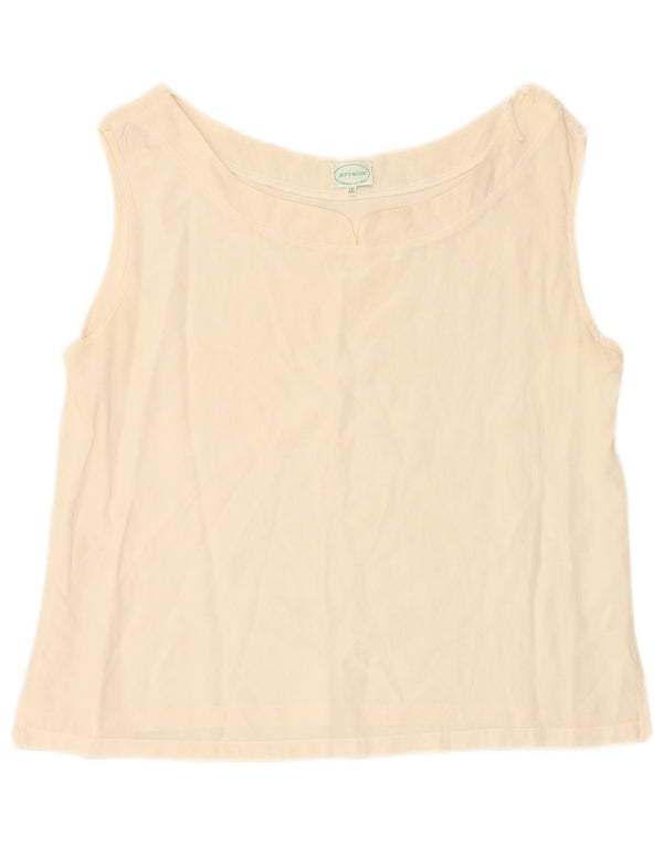 Blusa feminina vintage vintage sem mangas UK 20 2XL seda branca