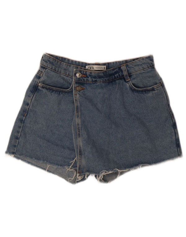 Zara Shorts jeans feminino pequeno W26 algodão azul
