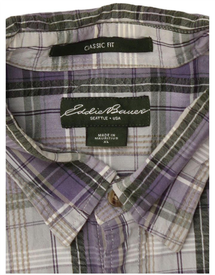 Camisa masculina de manga curta EDDIE BAUER Classic Fit XL roxo xadrez