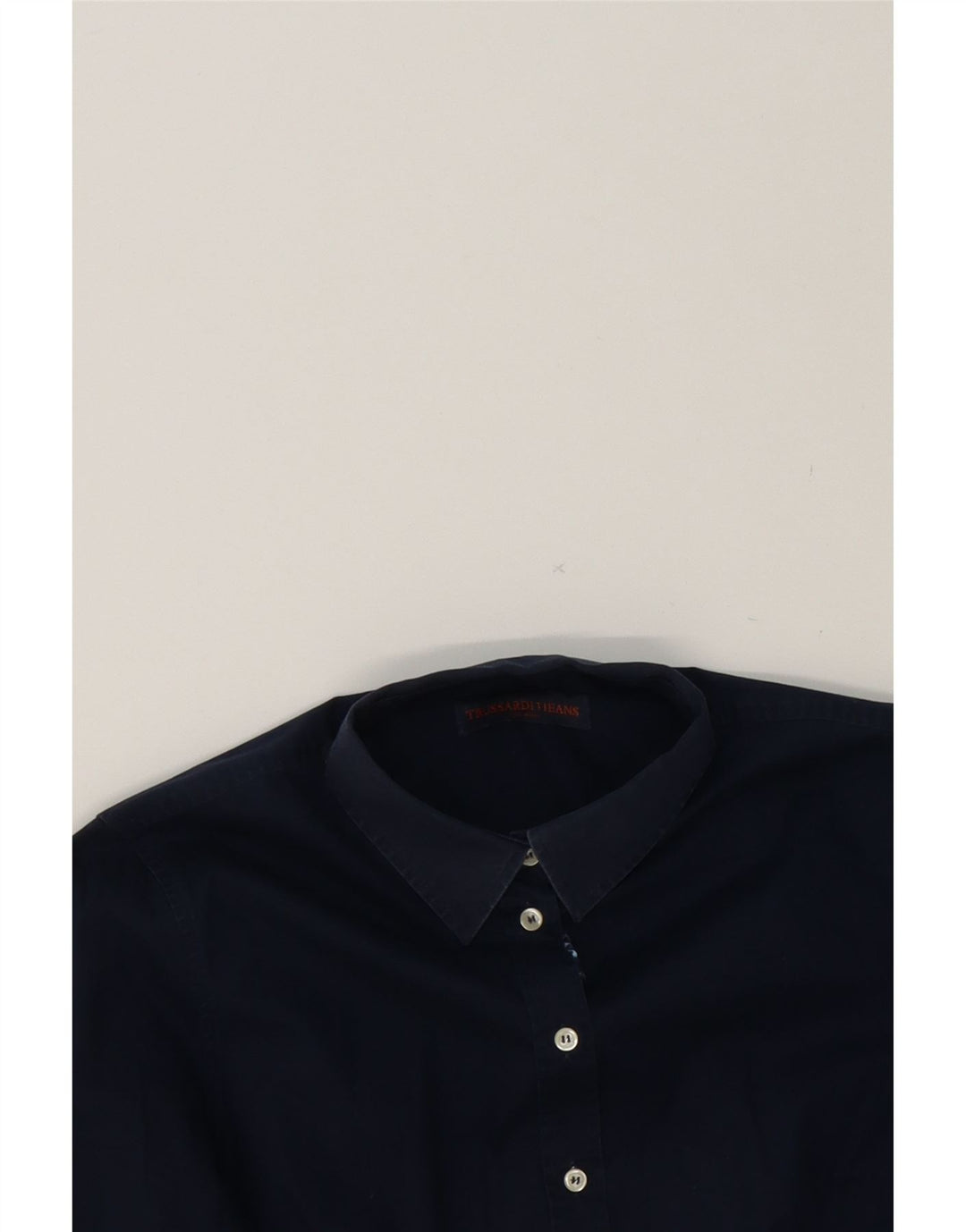 TRUSSARDI JEANS Womens Shirt IT 44 Medium Navy Blue Cotton Vintage Trussardi Jeans and Second-Hand Trussardi Jeans from Messina Hembry 
