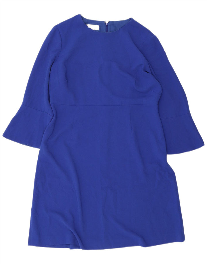 Vestido feminino Hobbs manga 3/4, UK 16, grande, azul, poliéster
