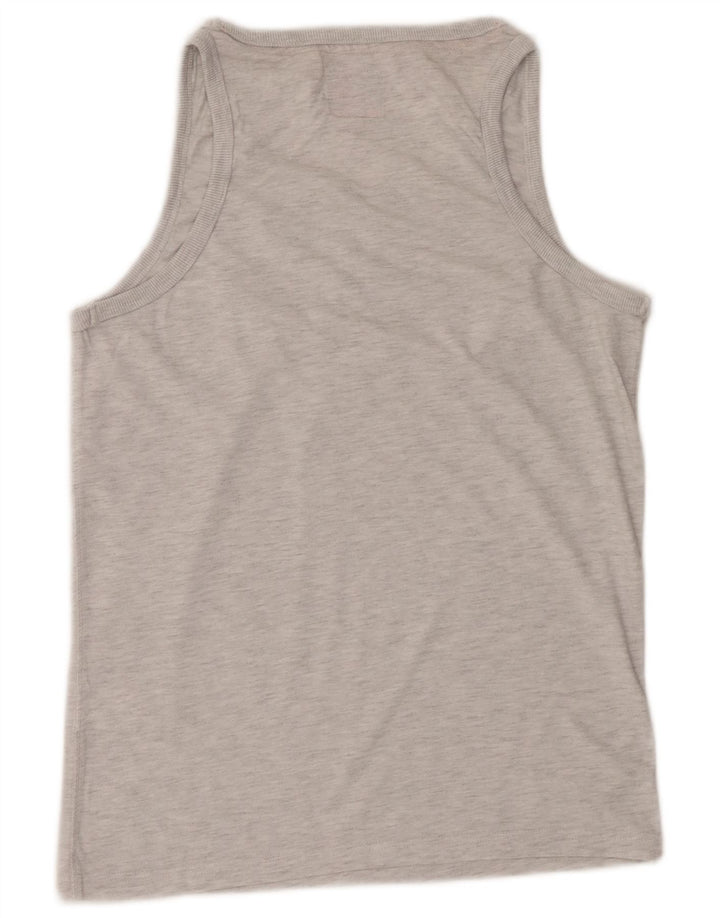 SUPERDRY Colete masculino Osaka gráfico top pequeno algodão manchado cinza