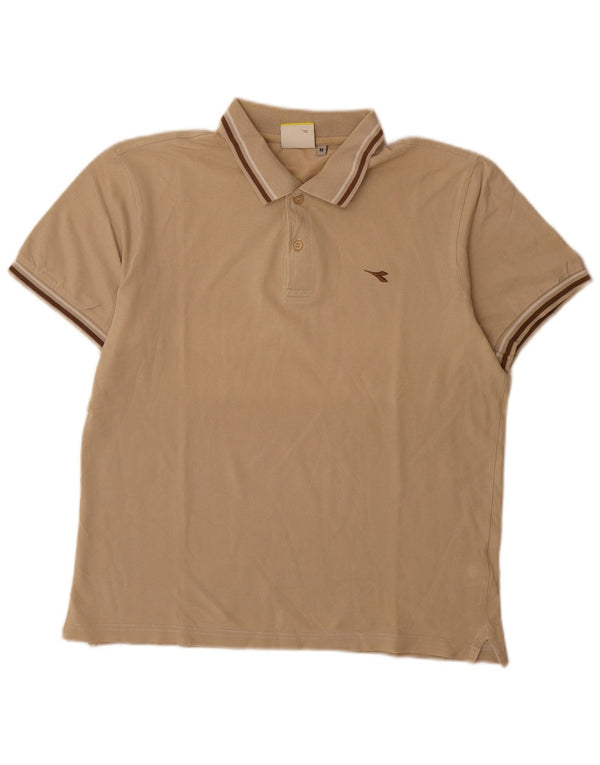 Camisa polo masculina Diadora médio bege listrado algodão
