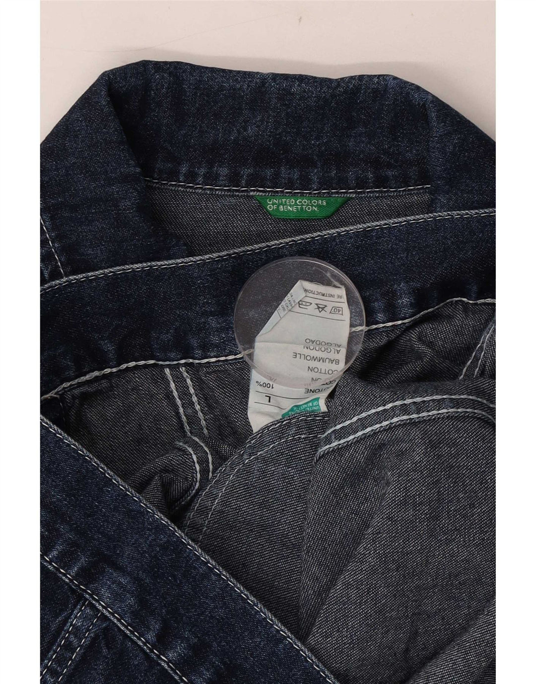 Jaqueta jeans feminina Benetton UK 40 grande algodão azul