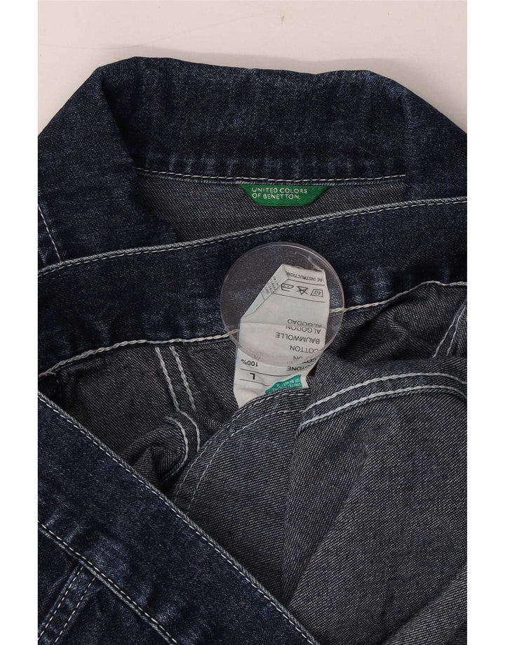 Jaqueta jeans feminina Benetton UK 40 grande algodão azul