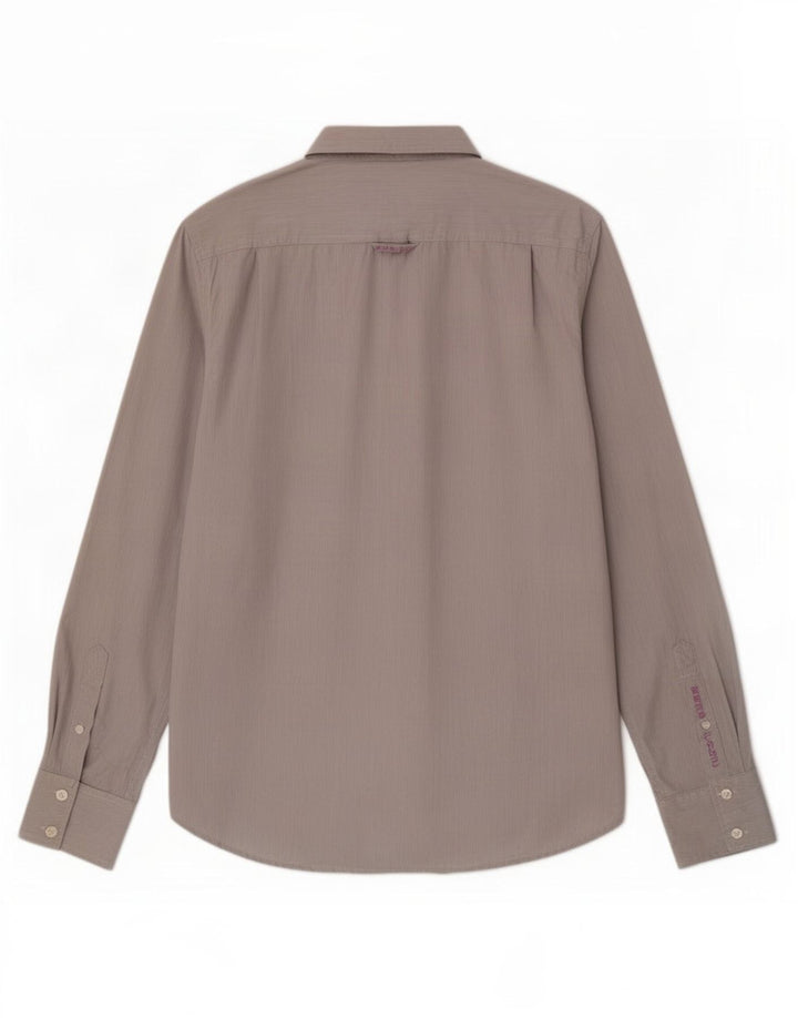 Camisa masculina Superdry XL listrada cinza algodão