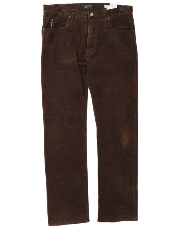 Calça masculina de veludo Armani Regular Fit W36 L34 algodão marrom