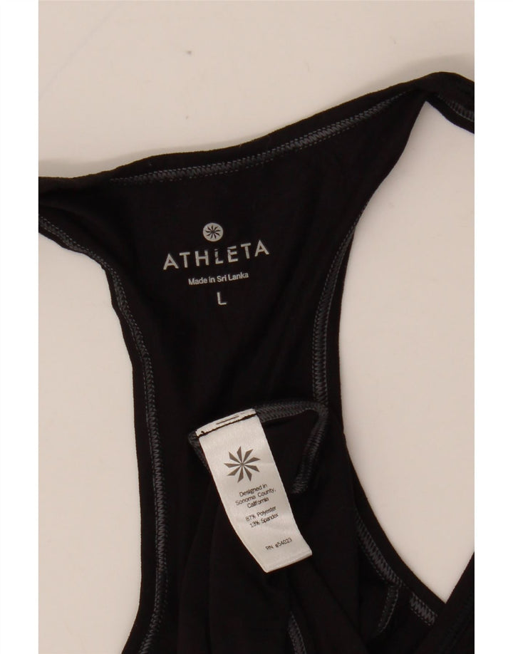 Colete feminino ATHLETA UK 14 grande poliéster preto
