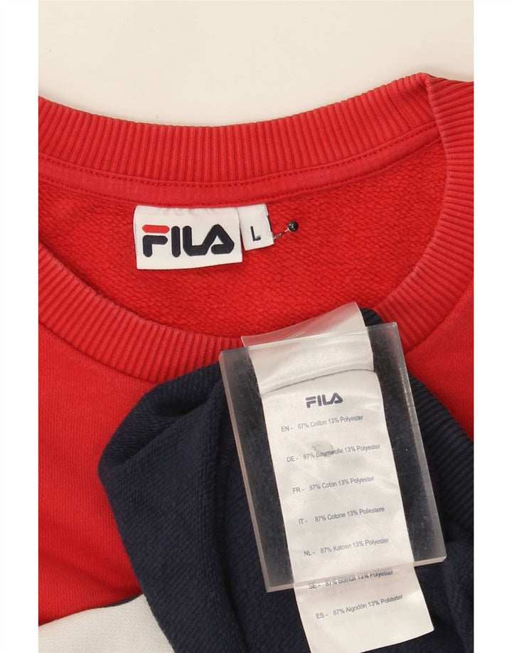 Fila Moletom Gráfico Masculino Jumper Grande Multicolorido Colorblock Algodão