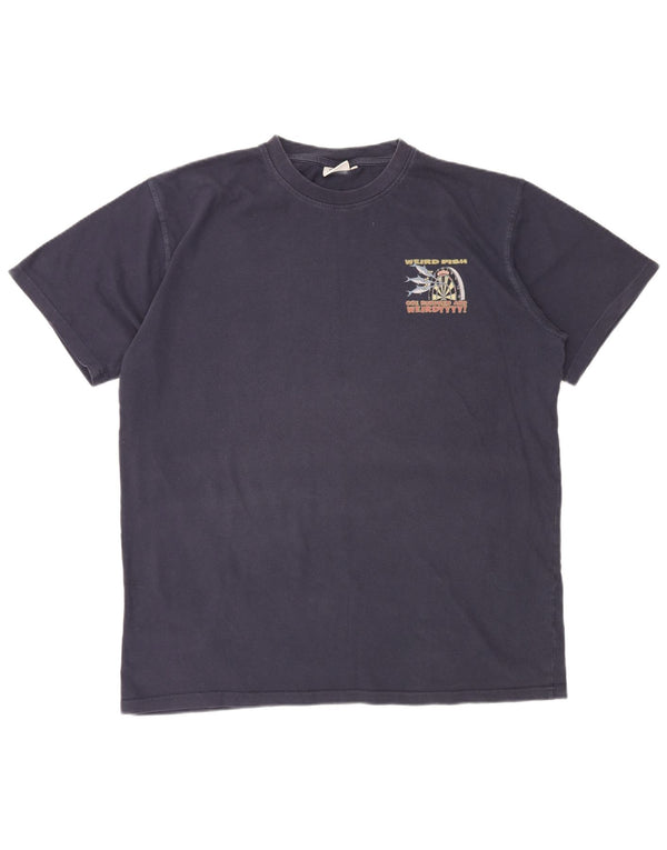 Camiseta gráfica masculina WEIRD FISH Top XL azul marinho algodão